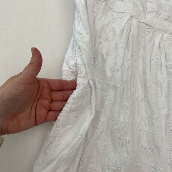 Old Navy Top Womens 3X White Tunic Eyelets Adjustable Strap Pockets Cottagecore - Picture 5 of 10